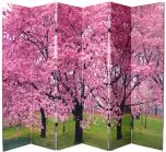 6 ft. Tall Double Sided Cherry Blossoms Canvas Room Divider 6 Panel