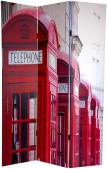 6 ft. Tall Double Sided London Room Divider - Big Ben/Phone Booths