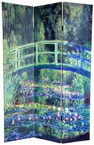 6 ft. Tall Double Sided Works of Monet Canvas Room Divider - Water Lily/Garden