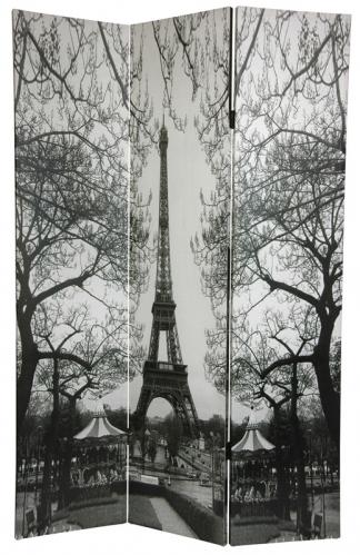 6 ft. Tall Double Sided Paris Room Divider - Eiffel Tower/Arc de Triomphe