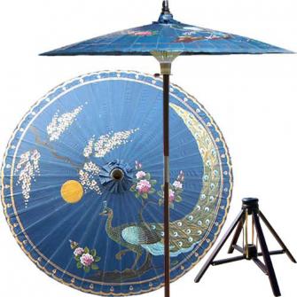 7 ft. Tall Victory of the Peacock Umbrella (Radiant Blue)