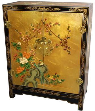 Gold Leaf Lacquer Cabinet