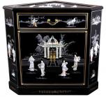 Lacquer Corner Cabinet - Black Mother of Pearl Ladies