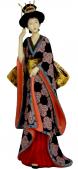 14" Geisha Figurine w/ Ivory Flower Sash