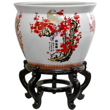 16" Cherry Blossom Porcelain Fishbowl