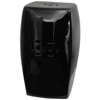 18" Solid Black Square Porcelain Garden Stool