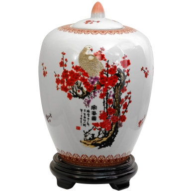 11" Cherry Blossom Porcelain Vase Jar