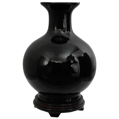 14" Solid Black Porcelain Vase