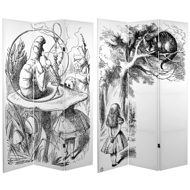 6 ft. Tall Double Sided Alice in Wonderland Canvas Room Divider