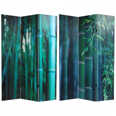 6 ft. Tall Double Sided Bamboo Tree Canvas Room Divider