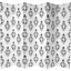 6 ft. Tall Double Sided Black and White Damask Canvas Room Divider 6 Panel