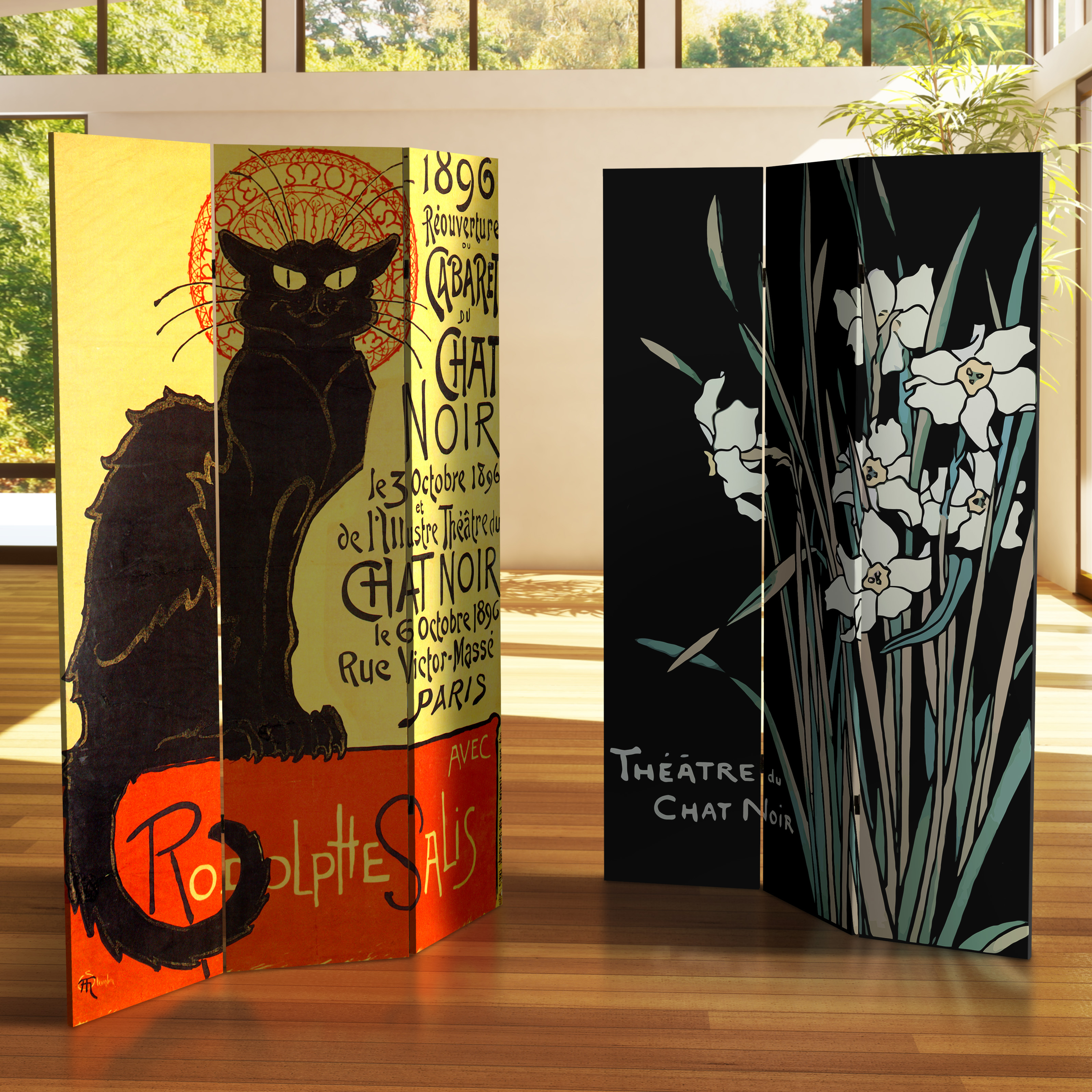Red Lantern: 6 ft. Tall Double Sided Chat Noir Room Divider