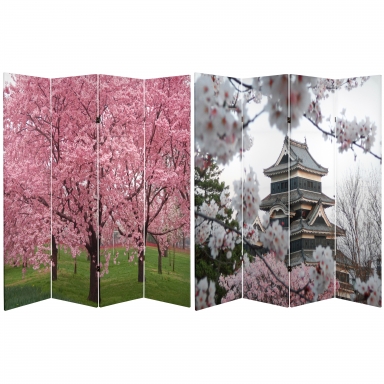 6 ft. Tall Double Sided Cherry Blossoms Room Divider