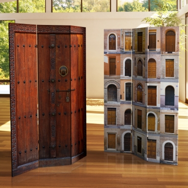 6 ft. Tall Double Sided Doors Canvas Room Divider