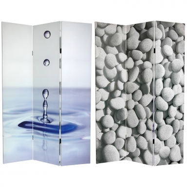 6 ft. Tall Double Sided Water Zen Canvas Room Divider