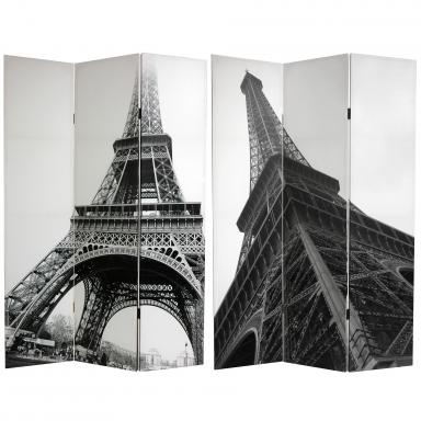 6 ft. Tall Double Sided Eiffel Tower Canvas Room Divider