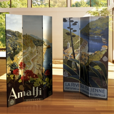 6 ft. Tall Double Sided Amalfi/Riviera Canvas Room Divider