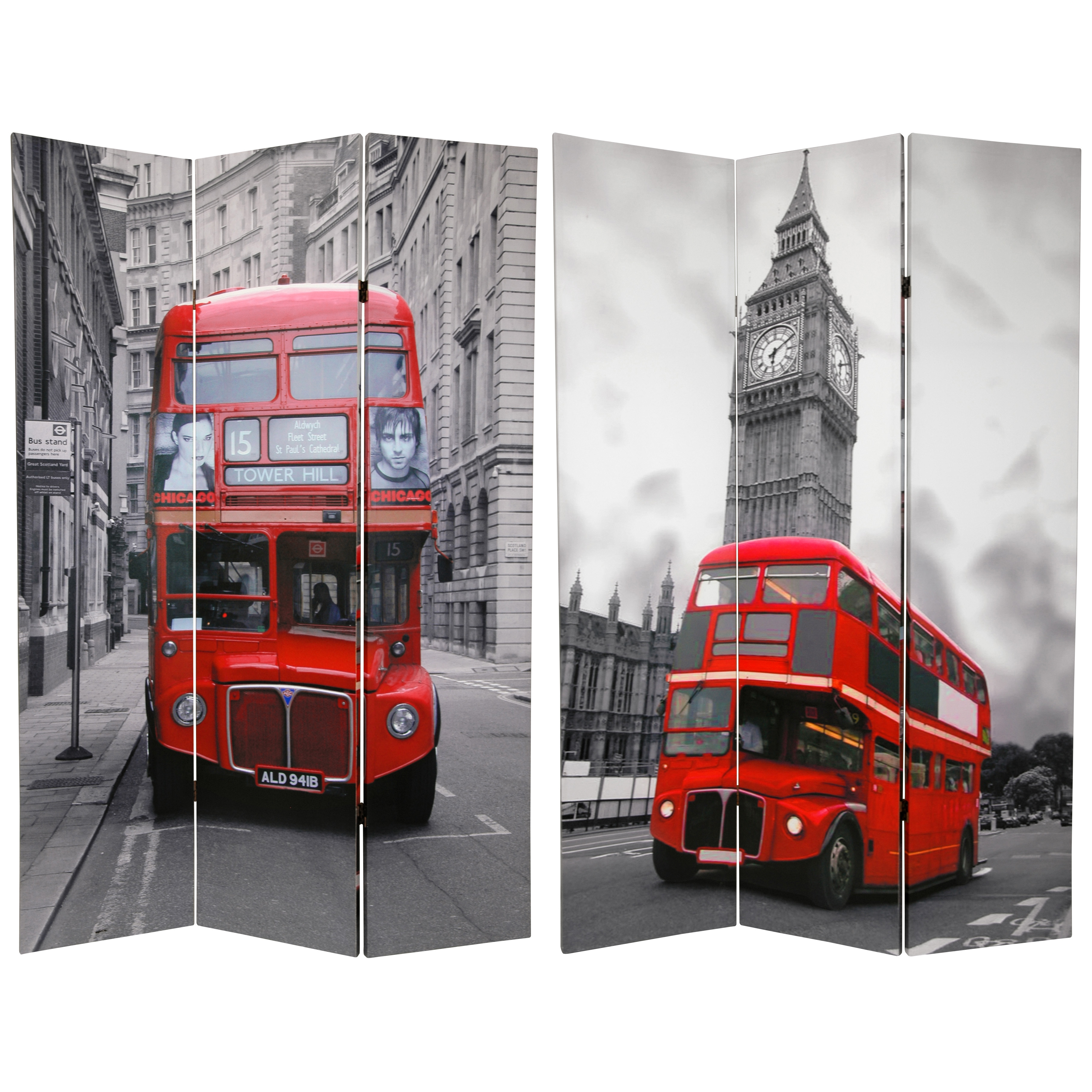Bus Divider Red Lantern: 6 ft. Tall Double Decker Bus Room Divider