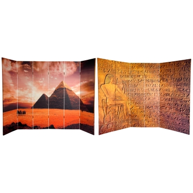 6 ft. Tall Double Sided Egyptian Pyramid Canvas Room Divider