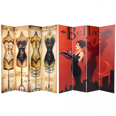 6 ft. Tall Double Sided Mannequin and Singer Canvas Room Divider 4 Panel