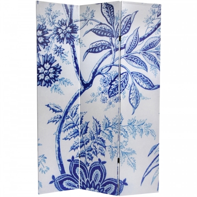 6 ft. Tall Blue Toile Double Sided Room Divider