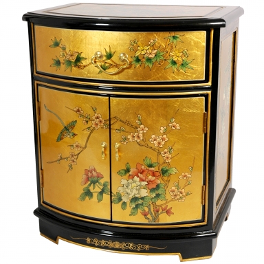Gold Leaf Round Front Shoe Cabinet