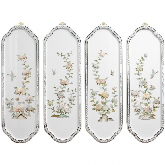 Birds and Flowers Curved Wall Plaques