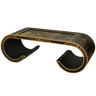 Black Lacquer Scroll Table