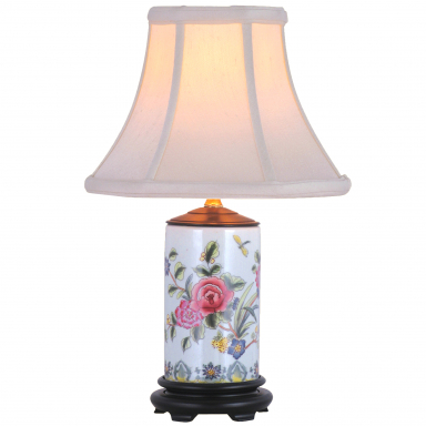 14" White Floral Pencil Lamp