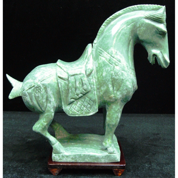 11" Jade Saddled Horse