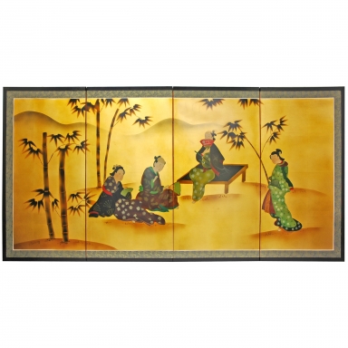 36" Ladies & Bamboo on Gold Leaf