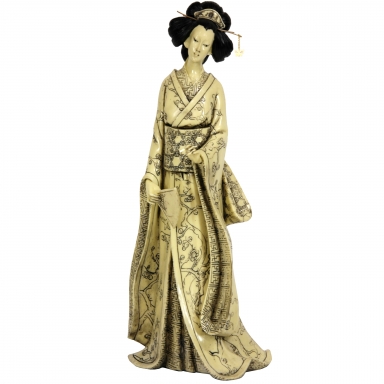 14" Geisha Figurine w/ Plum Tree Kimono