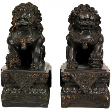 9" Foo Dog Statues (Set of Two)