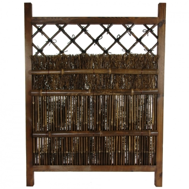 Japanese Dark Stain Wood & Bamboo Garden Gate