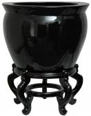 14" Solid Black Porcelain Fishbowl