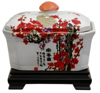 8" Cherry Blossom Porcelain Covered Jar
