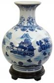 12" Landscape Blue & White Porcelain Vase