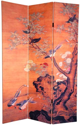 6 ft. Tall Double Sided Chinese Landscapes Canvas Room Divider