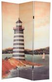 6 ft. Tall Double Sided Lighthouses Canvas Room Divider