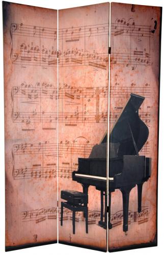 6 ft. Tall Double Sided Music Room Divider - Piano/Phonograph