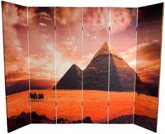 6 ft. Tall Double Sided Egyptian Pyramid Canvas Room Divider