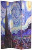 6 ft. Tall Double Sided Works of Van Gogh Canvas Room Divider - Starry Night/Sunflowers