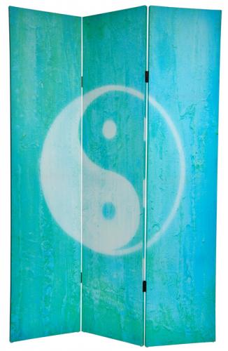 6 ft. Tall Double Sided Yin Yang/Om Canvas Room Divider