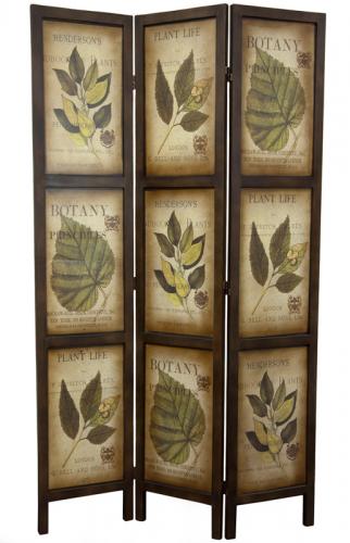 6 ft. Double Sided Botanic Printed Wood Room Divider